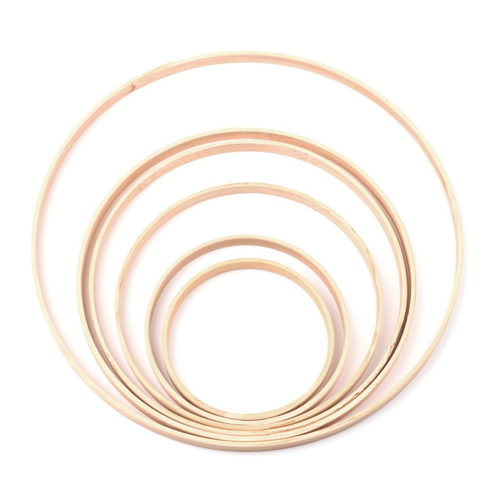 Wood Ring Blank - 10ชิ้นแหวนไม้ไผ่ทรงกลม10/12/15/18/20/26ซม. ของตกแต่งงานแต่งงานเครื่องมืองานฝีมือวงกลมตกแต่งพวงหรีด