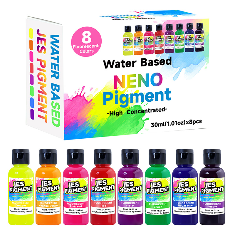 Resin Pigment Set - 8 สี/ชุด เม็ดสีเรืองแสง, เม็ดสีเหลว 30 มล./1.01