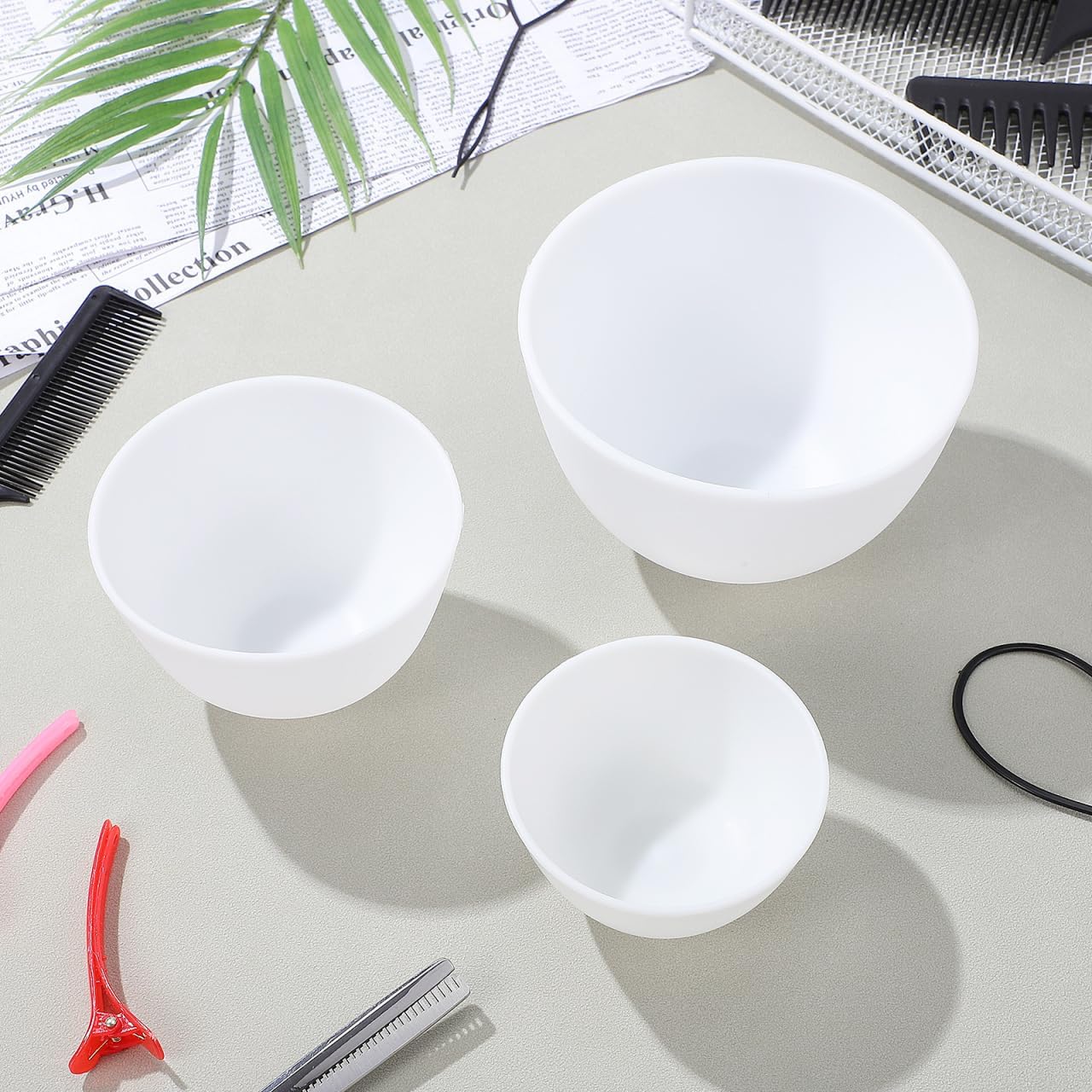 Mixing Cup Silicone - ชุดชามซิลิโคนสีขาว 3 ชิ้น/ชุด สำหรับผสมมาส์กหน้า มาส์กโคลน DIY