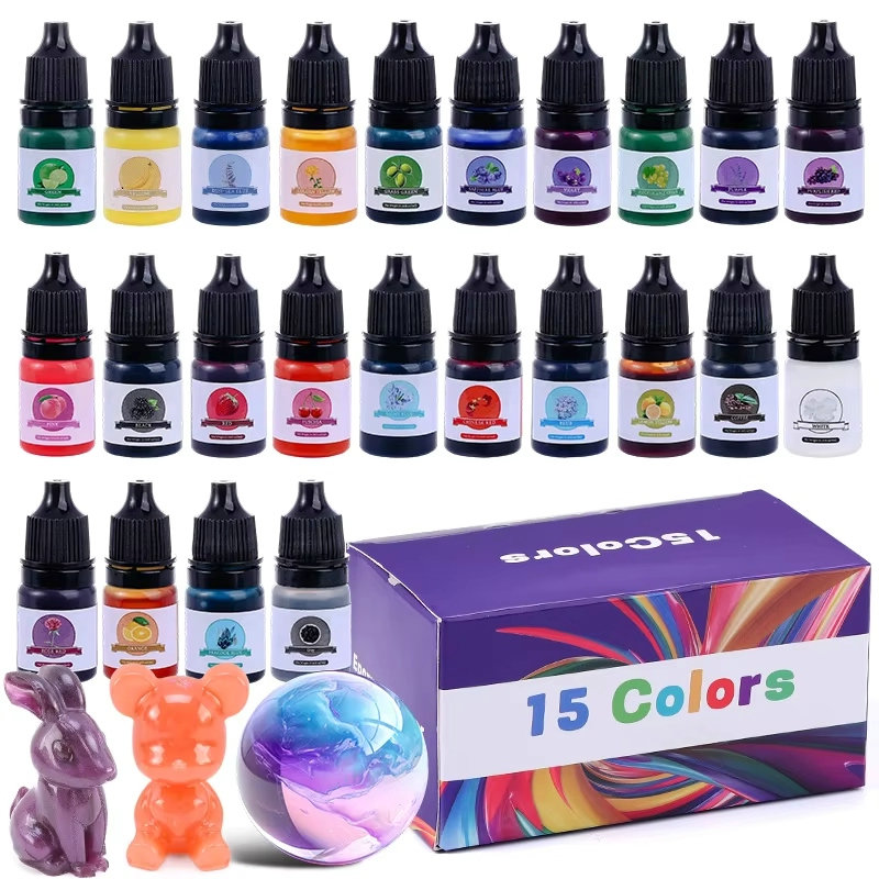Mixing Cup Silicone - สีผสมเรซิ่นอีพ็อกซี่ 24 สีสดใส สีผสมเรซิ่นอีพ็อกซี่ชนิดน้ำเข้มข้นสูง สีผสมเรซิ่นโปร่งแสงสำหรับงานศิลปะ DIY