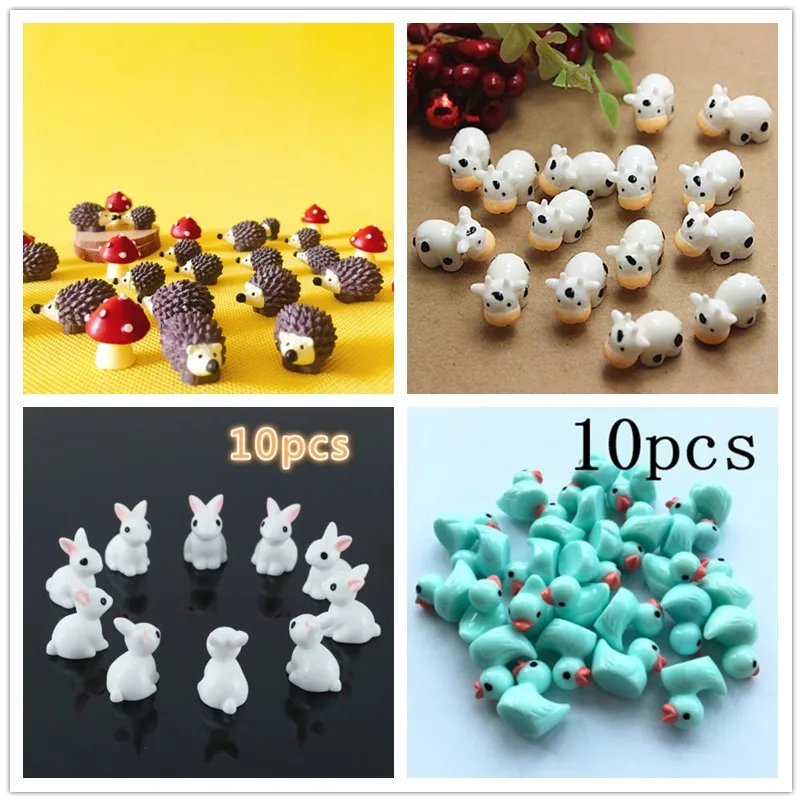 Terrarium Moss Art - 10Pcs/Hedgehog และวัว/สัตว์น่ารักแกะ/Fairy Garden Gnome/Moss Terrarium/งานฝีมือ/bonsai/บ้านตกแต่ง/DIY อุปกรณ์/Figurine