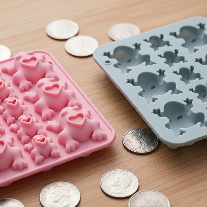 Silicone Mold Tray - แม่พิมพ์ซิลิโคนรูปกบ, แม่พิมพ์ช็อกโกแลตรูปกบสำหรับวันเกิด, งานปาร์ตี้, ตกแต่งเค้ก, อุปกรณ์อบขนมในเทศกาลอีฎอิฎ และถาดน้ำแข็ง