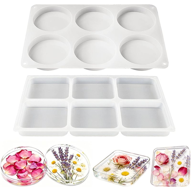 Coaster Mold Round - แม่พิมพ์เรซิ่นซิลิโคนแบบหลุมลึกพิเศษ A25I-12-Cavity สำหรับทำจานรองแก้ว แม่พิมพ์เรซิ่นซิลิโคนแบบหลุมลึกพิเศษ ขนาด 4