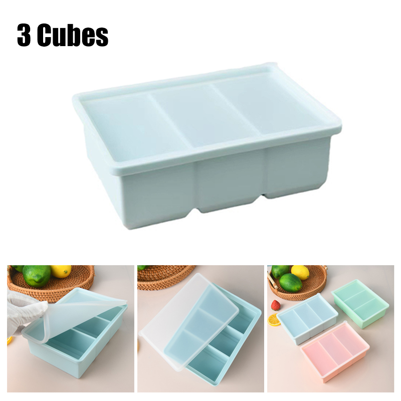 Serving Tray Mold - 1pcs ยักษ์สําหรับอาหารอาหารซอสพร้อมฝาปิดซิลิโคนตู้แช่แข็งถาดขนาดใหญ่พิเศษซุปน้ําแข็ง 3 ก้อนถาดอาหารแช่แข็งแม่พิมพ์