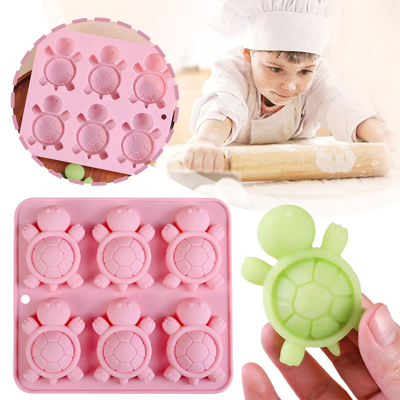 Silicone Mold Tray - เต่าน้ำแข็งถาดน้ำแข็ง 3D เต่าทะเลแม่พิมพ์ซิลิโคนสำหรับ DIY ICE Cubes