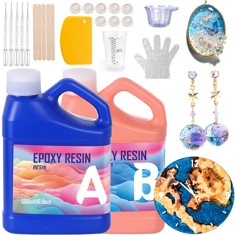 Epoxy Uv Resin Kit - ชุดอีพ็อกซี่เรซิ่นผสมง่าย ใสเหมือนคริสตัล ไม่มีฟองอากาศ ไม่เหลือง ทนทานต่อรังสียูวี สำหรับงาน
