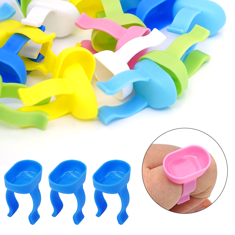 Mixing Cup Silicone - 20pcs ทันตกรรมผสมแหวนนิ้วมือชามถ้วยพลาสติกซิลิโคนผู้ถือ Dappen จาน Prophy วางแหวน