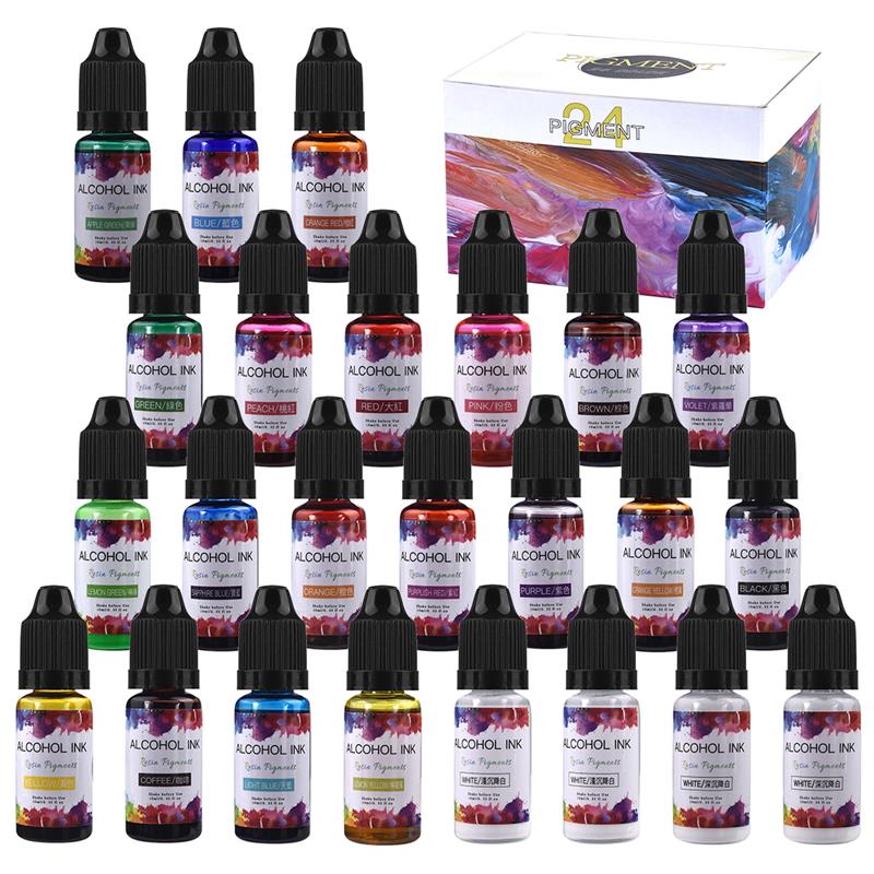 Resin Pigment Set - ชุดสีเรซิ่นอีพ็อกซี่อุปกรณ์ทำสบู่เทียนทำสบู่ย้อมสีของเหลวชุดทำแม่พิมพ์ซิลิโคนสำหรับงานฝีมือเรซินอีพ็อกซี่