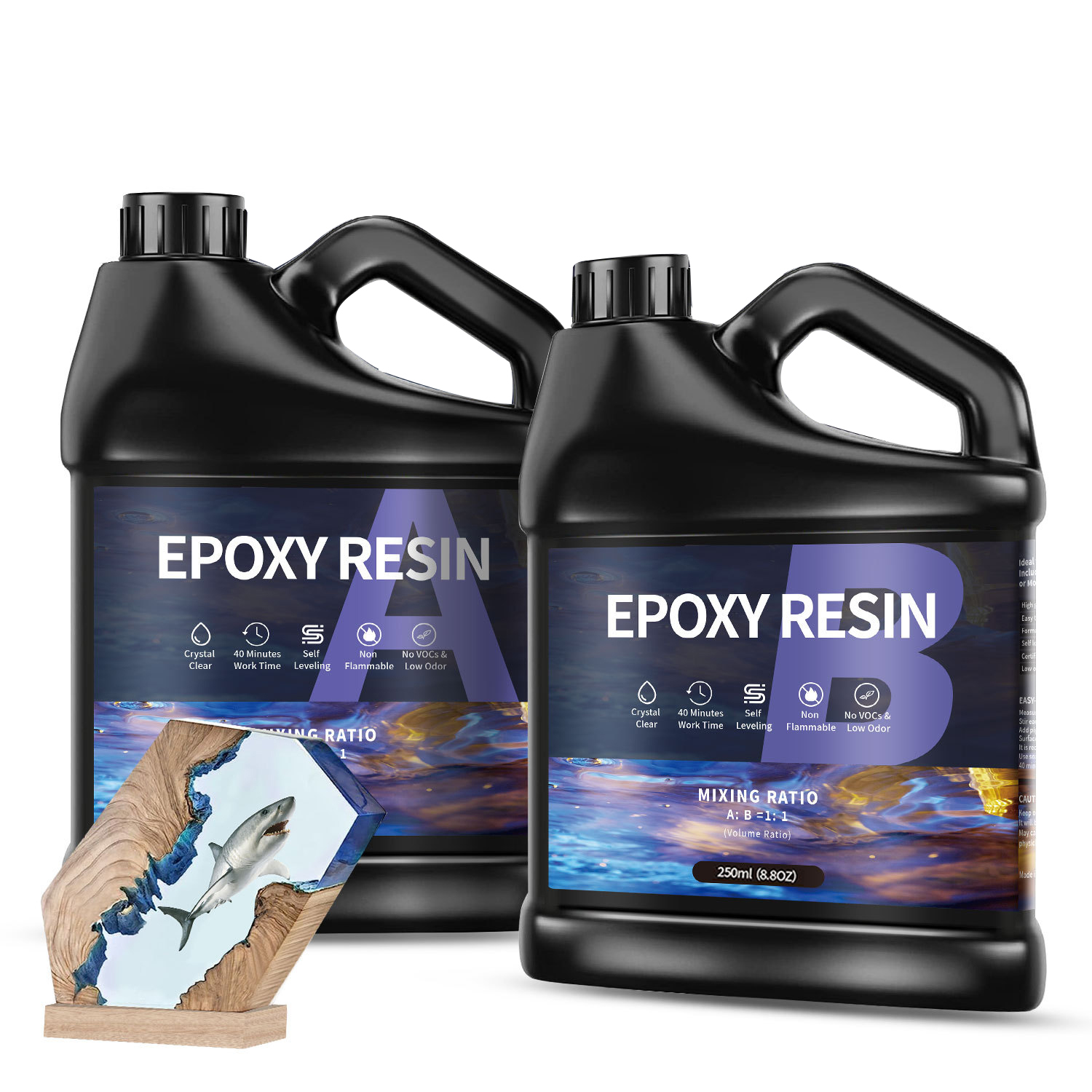 Epoxy Uv Resin Kit - 500g/1000g AB กาวเรซินอีพ็อกซี่ High Clarity แห้งเร็วกาวความแข็งสูง