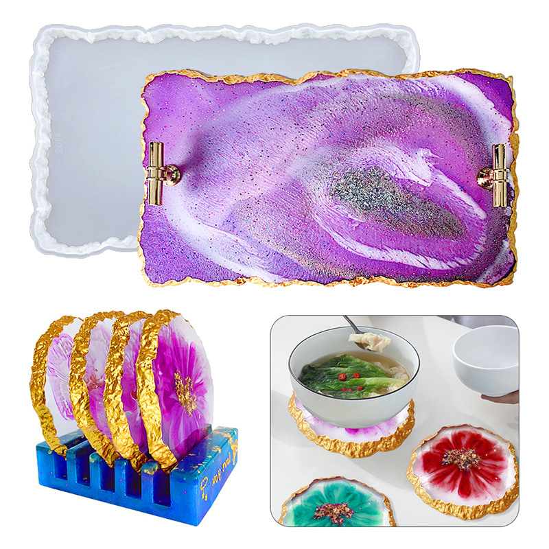 Resin Craft Ideas - DM413 Drusy Coaster แม่พิมพ์เรซิน Geode อีพ็อกซี่ถ้วย