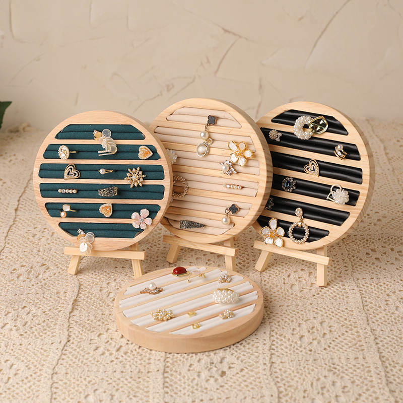 Wood Ring Blank - ไม้ทรงกลมถาดเครื่องประดับแหวนต่างหูสร้อยข้อมือแผ่นจัดเก็บเครื่องประดับ Stand Counter Props
