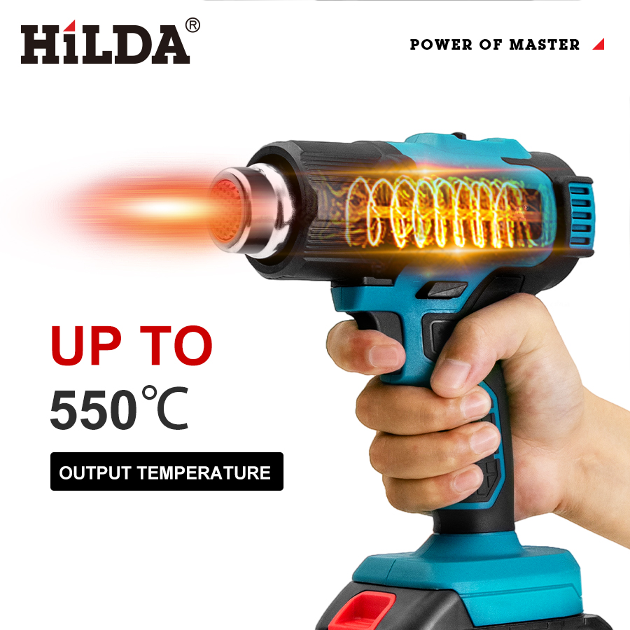 Heat Gun Small - ปืนลมร้อนแบบมือถือ HILDA ปรับอุณหภูมิได้/ไม่ปรับอุณหภูมิได้ พกพาสะดวก ใช้กับแบตเตอรี่ Makita