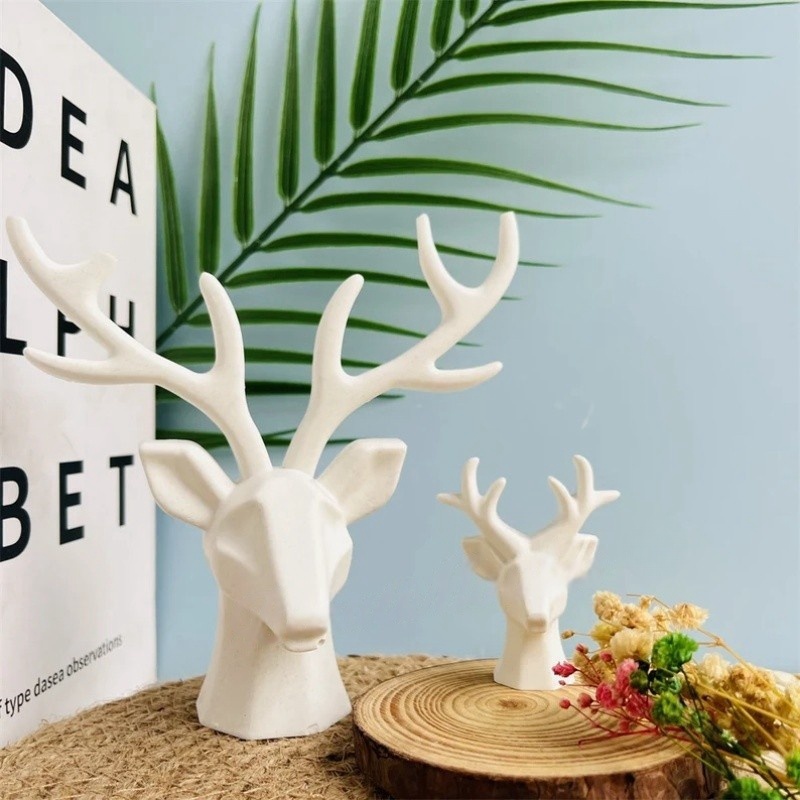 Resin Craft Ideas - แม่พิมพ์ซิลิโคนรูปเขากวาง 2 ชิ้น สำหรับทำเครื่องประดับยิปซัม DIY จี้เก็บของตกแต่งเรซิ่น