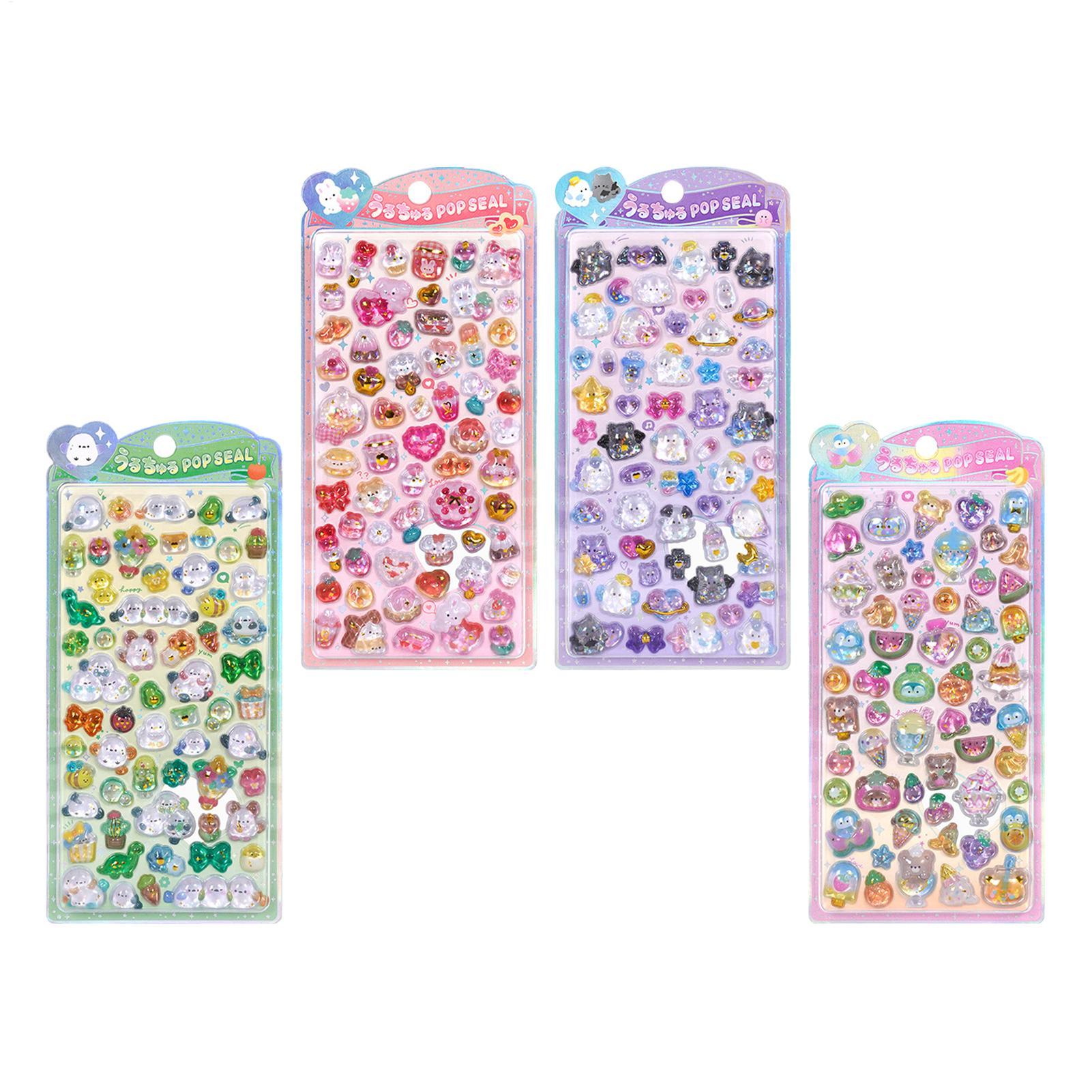 Resin Glitter Pack - ชุดสติกเกอร์น่ารัก สติกเกอร์กลิตเตอร์ 3 มิติ สติกเกอร์เรซิ่นคริสตัลลายการ์ตูน สติกเกอร์ติดแก้วน้ำ