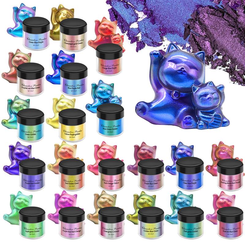Resin Pigment Set - กิ้งก่าเรซินกระจก3g ผงไข่มุกเปลี่ยนสีได้อย่างวิเศษอีพ็อกซี่คริสตัลแบบทำมือแม่พิมพ์เรซินเครื่องประดับย้อมสี
