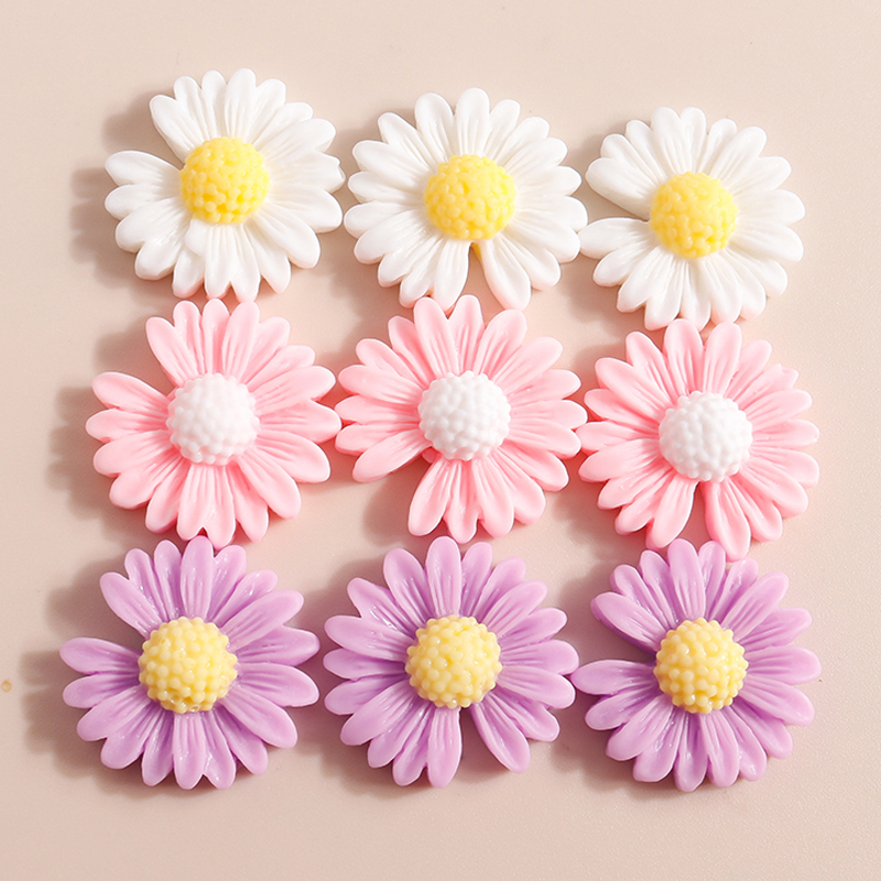 Flower Preservation Resin - 10pcs 20*20mm Kawaii Daisy ดอกไม้ Charms