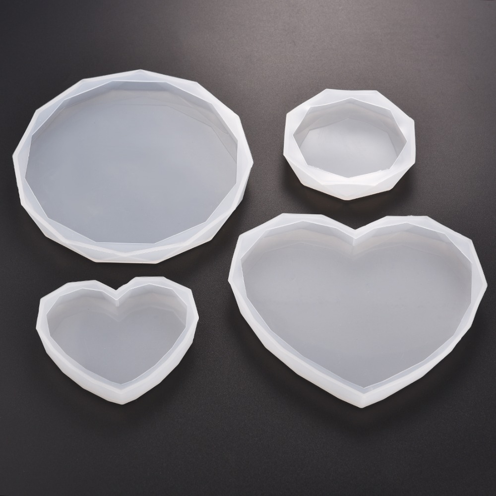 Coaster Mold Round - แม่พิมพ์เรซิ่นซิลิโคน สำหรับทำที่รองแก้ว รูปทรงกลมและรูปหัวใจ สำหรับงาน DIY ทำมือ