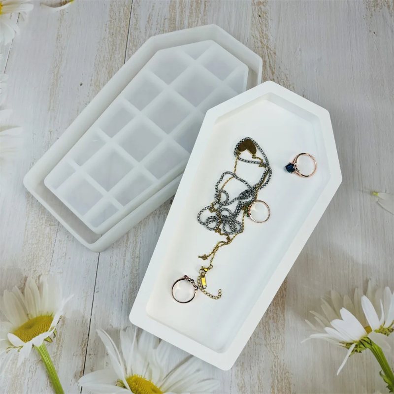Serving Tray Mold - แม่พิมพ์เรซิ่นรูปโลงศพสำหรับฮาโลวีน ถาดใส่ของ กล่องเก็บของ งานหล่อปูนปลาสเตอร์ งานฝีมือ DIY