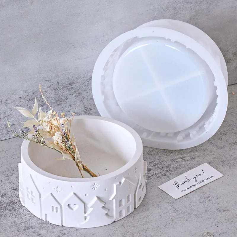 Coaster Mold Round - แม่พิมพ์ซิลิโคนรูปทรงบ้าน/โบ๊ะ สำหรับทำเทียนหอมทรงกลม กล่องเก็บเครื่องประดับ แม่พิมพ์งานฝีมือปูนปลาสเตอร์/คอนกรีต อุปกรณ์ตกแต่งบ้าน