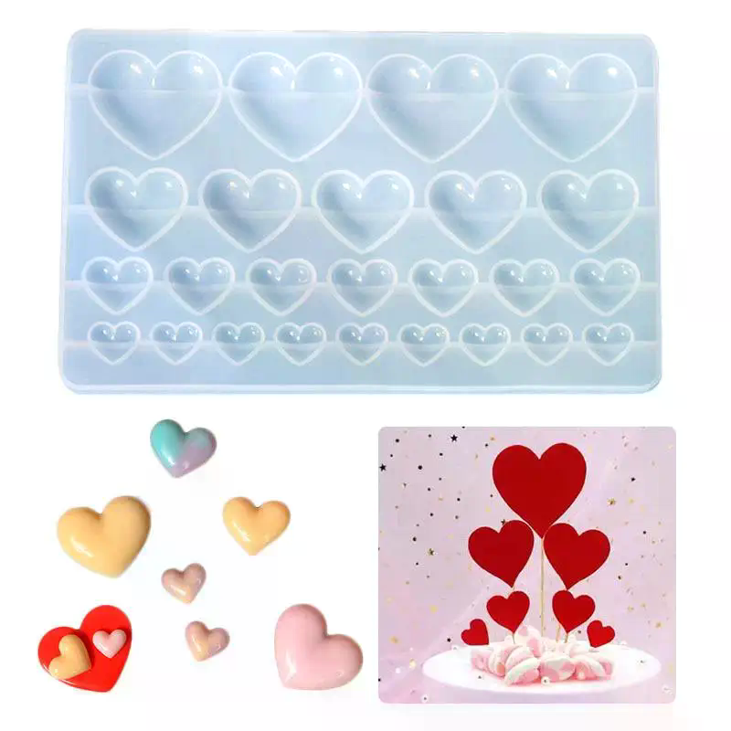 Resin Craft Workshop - แม่พิมพ์ซิลิโคนรูปหัวใจ 3 ขนาด สำหรับงานเรซิ่น DIY งานฝีมือทำเครื่องประดับด้วยมือ