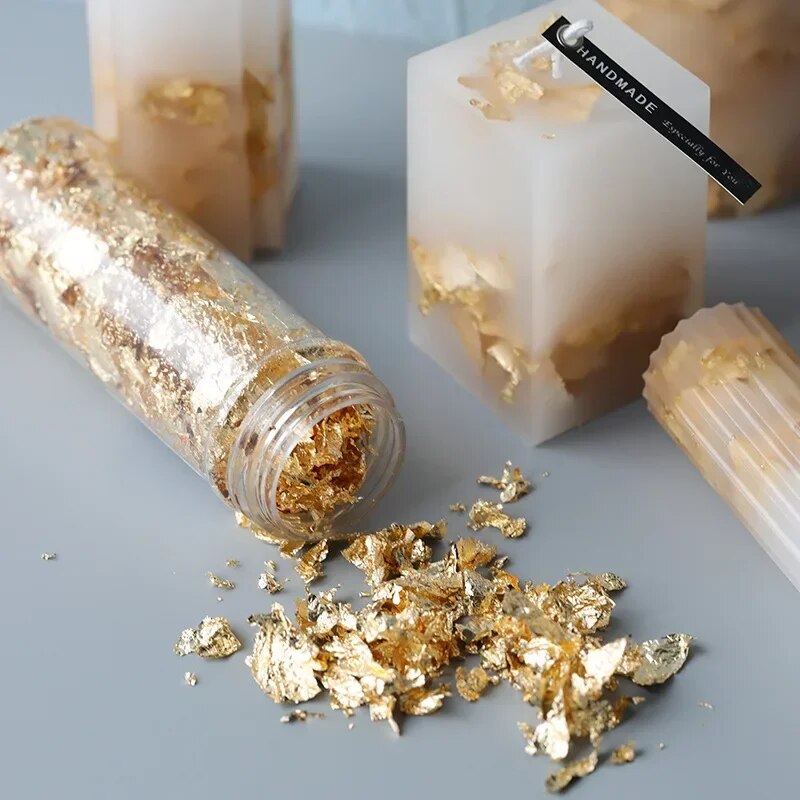 Gold Foil Flakes - แผ่นฟอยล์โลหะ2G/1g เกล็ดฟอยล์ทองสำหรับเล็บเรซินเทียนงานจิตรกรรมและการทำเครื่องประดับเรซินทองเงินทองแดง