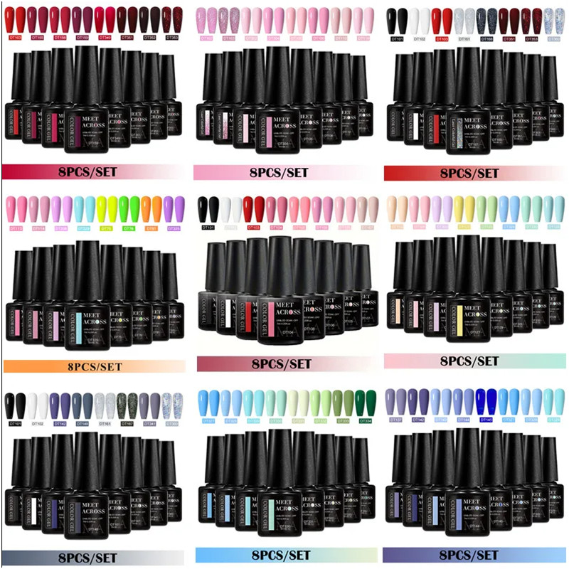 Resin Glitter Pack - ชุดเจลทาเล็บ 8 ชิ้น ปราศจากสาร HEMA และ