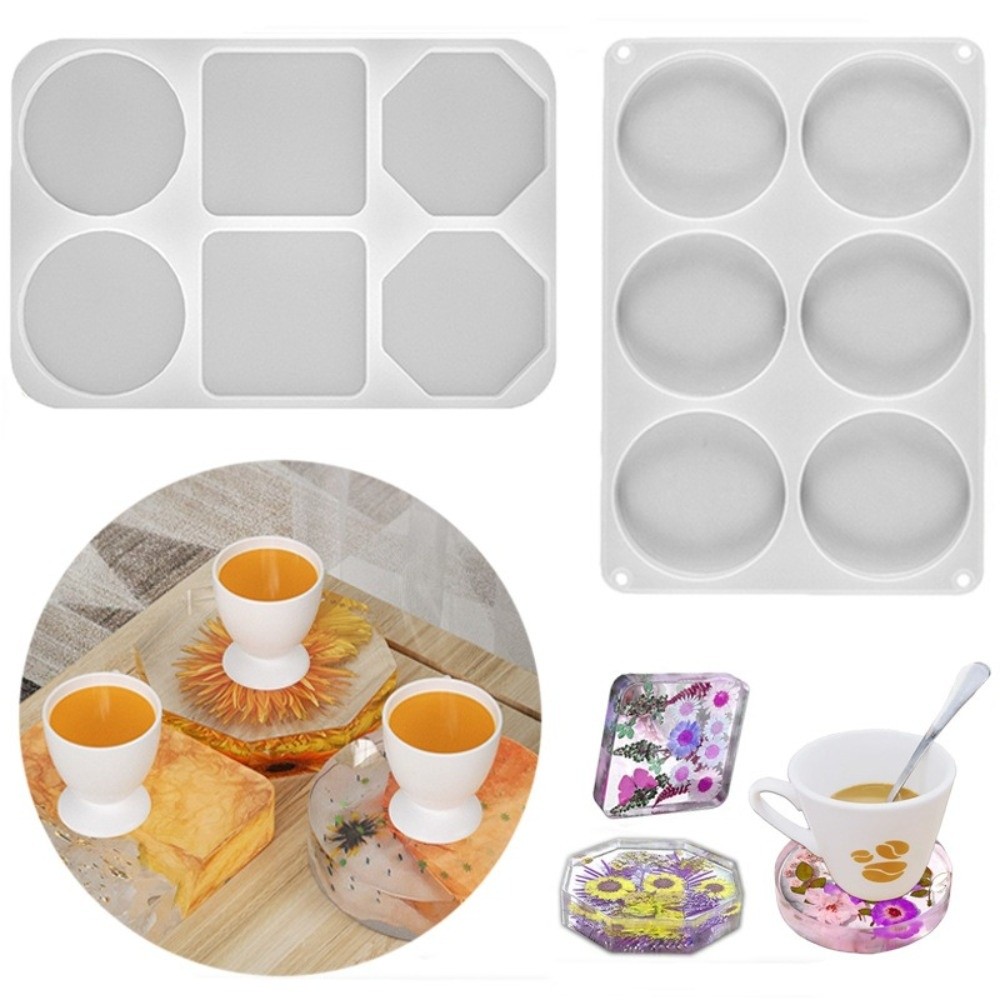 Coaster Mold Round - แม่พิมพ์ซิลิโคนสำหรับทำจานรองแก้ว ใช้งานง่าย สร้างสรรค์ รูปทรงเรขาคณิต ทำมือ แม่พิมพ์เรซิ่นอีพ็อกซี่