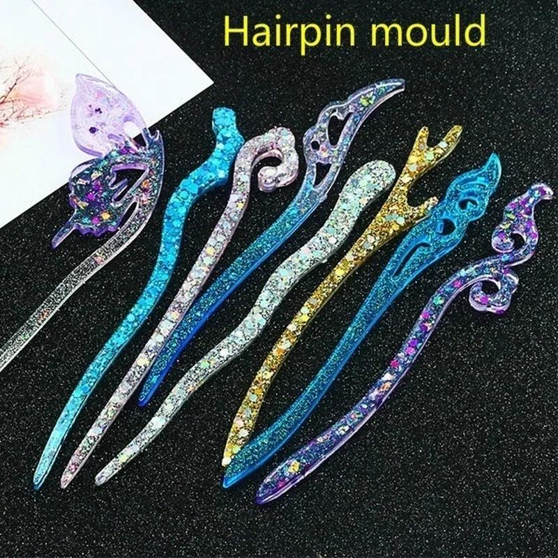 Resin Craft Supplies - แม่พิมพ์ซิลิโคนใสแบบใหม่สำหรับทำเครื่องประดับผมเรซิ่น DIY แม่พิมพ์เรซิ่นอีพ็อกซี่สำหรับตกแต่งผมผู้หญิง