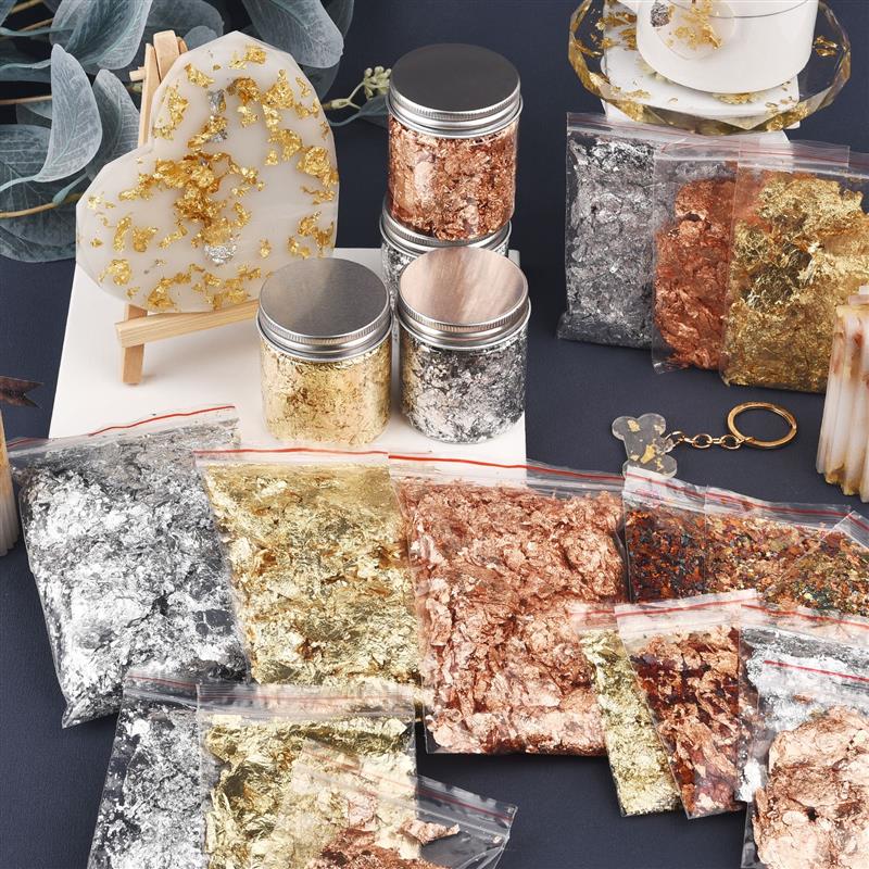 Gold Foil Flakes - 1/2/3/5/10G Imitation Gold Sliver ฟอยล์ทองแดง Sequins