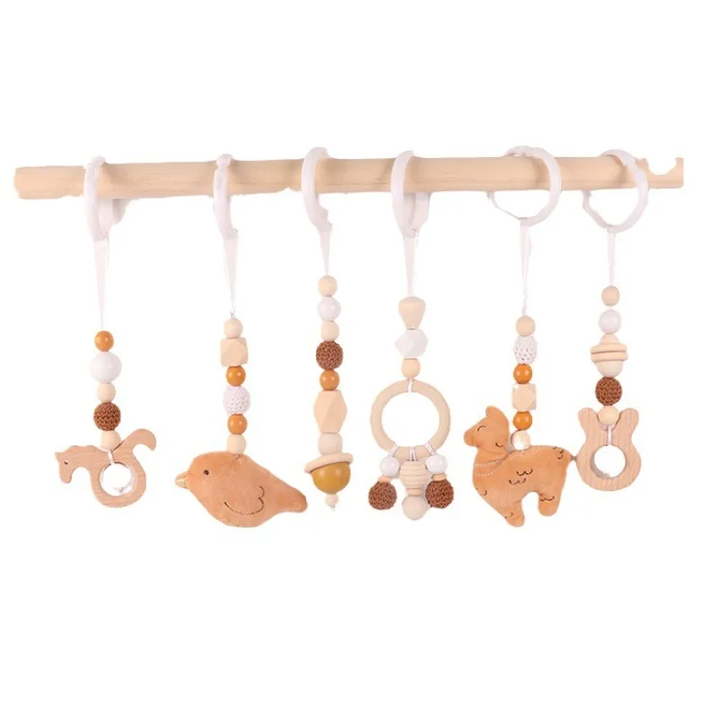 Wood Ring Blank - 6 ชิ้นของเล่นเด็กไม้ Beech กิจกรรม Gym กรอบรถเข็นเด็กแขวนจี้ของเล่น