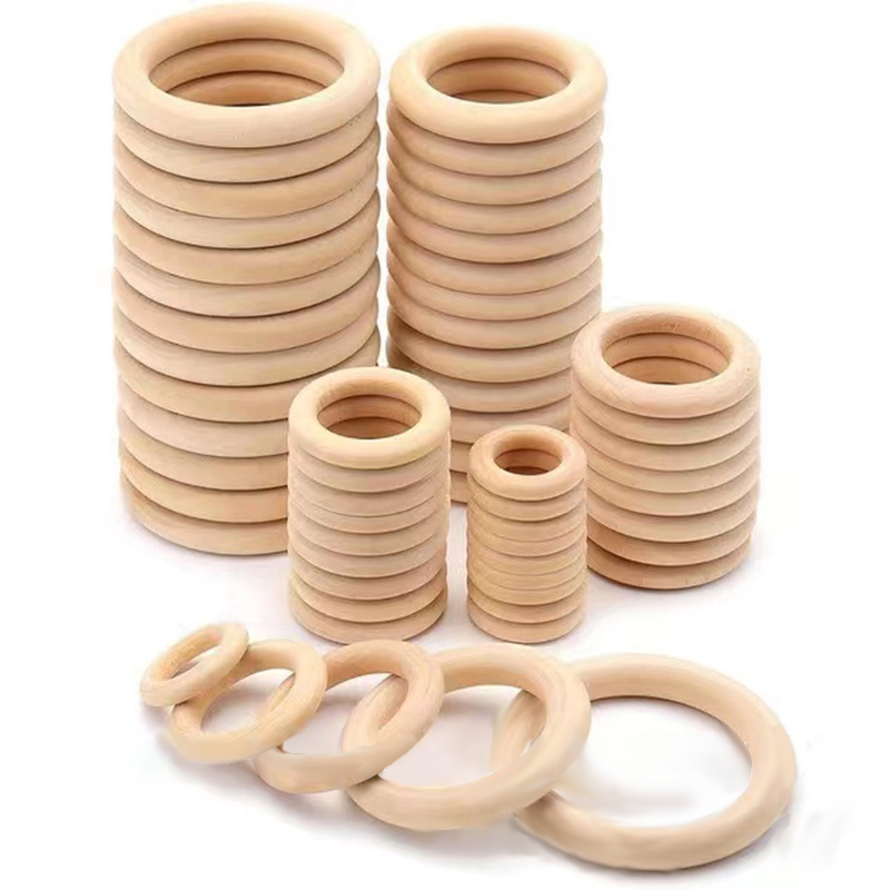 Wood Ring Blank - ห่วงไม้ห่วงไม้สำหรับงานฝีมือแหวนไม้วงกลมอุปกรณ์เสริม macrame ห่วงไม้ DIY ทรงกลมตกแต่งงานฝีมืองานไม้