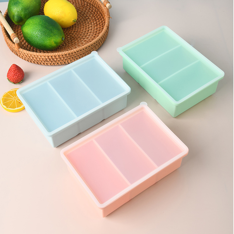 Serving Tray Mold - ถาดซิลิโคนสำหรับแช่แข็งอาหารขนาดใหญ่พิเศษ พร้อมฝาปิด สำหรับเก็บอาหาร ซอส ซุป น้ำแข็ง