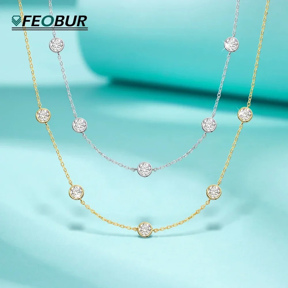 Bezels Set Pendant - GRA ได้รับการรับรอง 5 มม.Moissanite สร้อยคอผู้หญิง 925