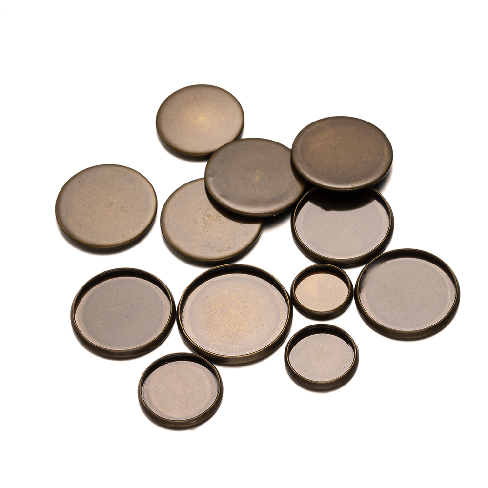 20ชิ้นถาดกลมแบนสีบรอนซ์โบราณขอ - Bezels Set Pendant บทวิจารณ์และราคา