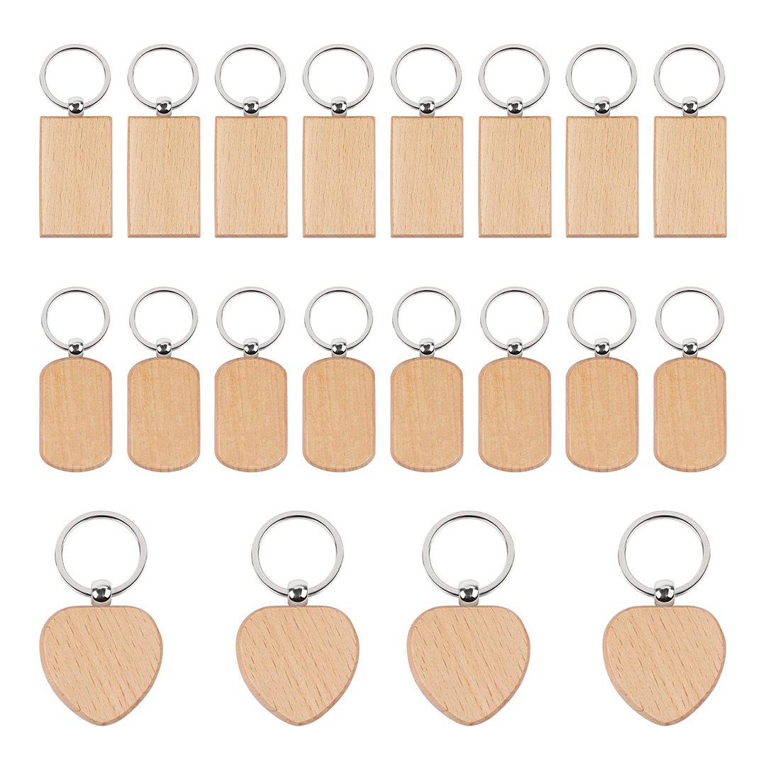 พวงกุญแจไม้ดิบ 20 ชิ้น รูปทรงส - Wood Ring Blank บทวิจารณ์และราคา