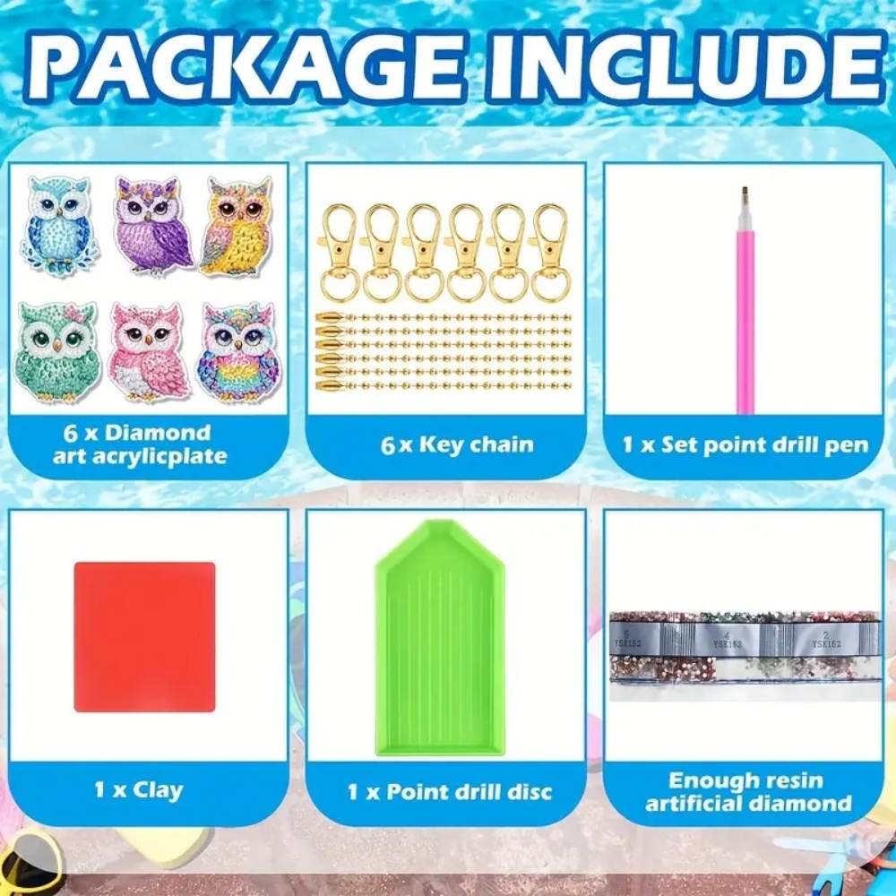 ชุดทำพวงกุญแจเพชร DIY 6 ชิ้น/ช - Resin Craft Kit บทวิจารณ์และราคา