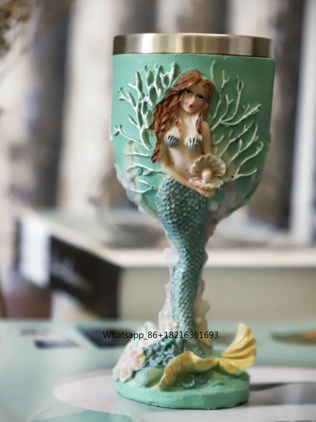 แก้วไวน์สเตนเลสสตีลลายเงือกแกะ - Crafting Resin บทวิจารณ์และราคา