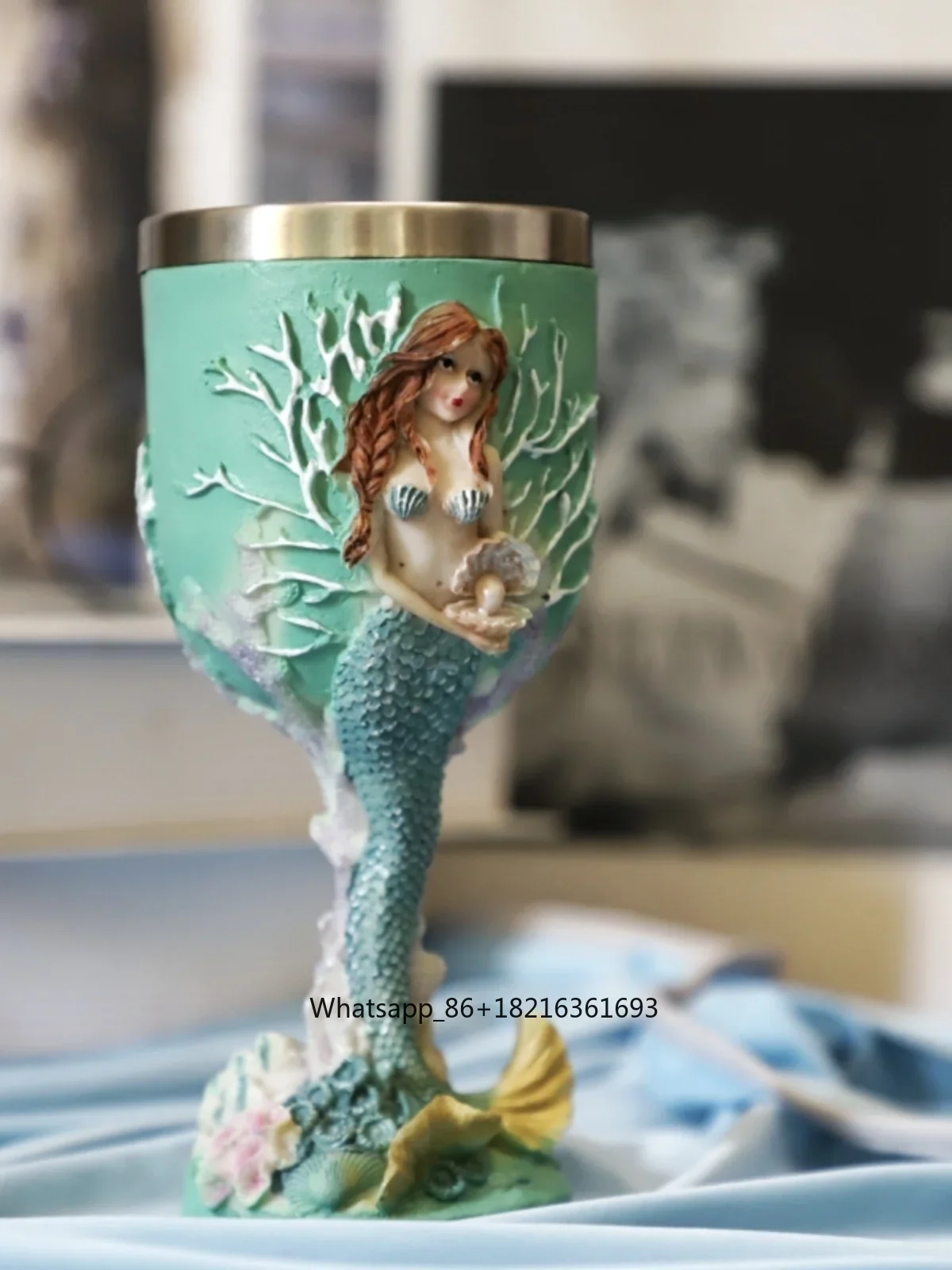 แก้วไวน์สเตนเลสสตีลลายเงือกแกะ - Crafting Resin บทวิจารณ์และราคา