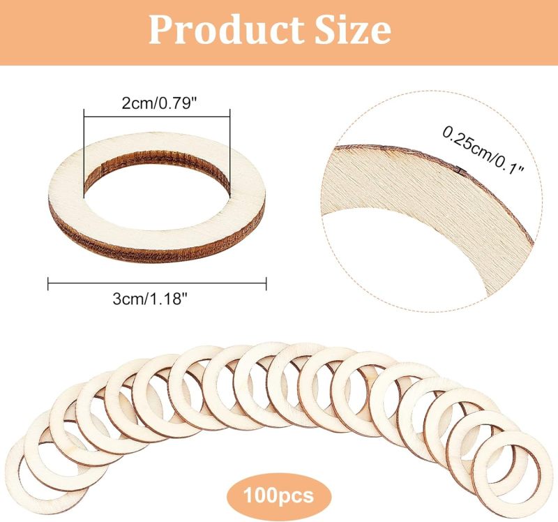 แหวนไม้ธรรมชาติ30มม. 100ชิ้นเค - Wood Ring Blank บทวิจารณ์และราคา